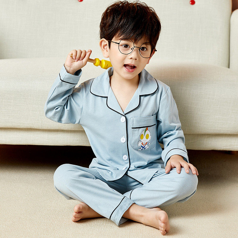 儿童睡衣男童春秋季长袖纯棉薄款卡通男孩小孩宝宝秋冬家居服套装