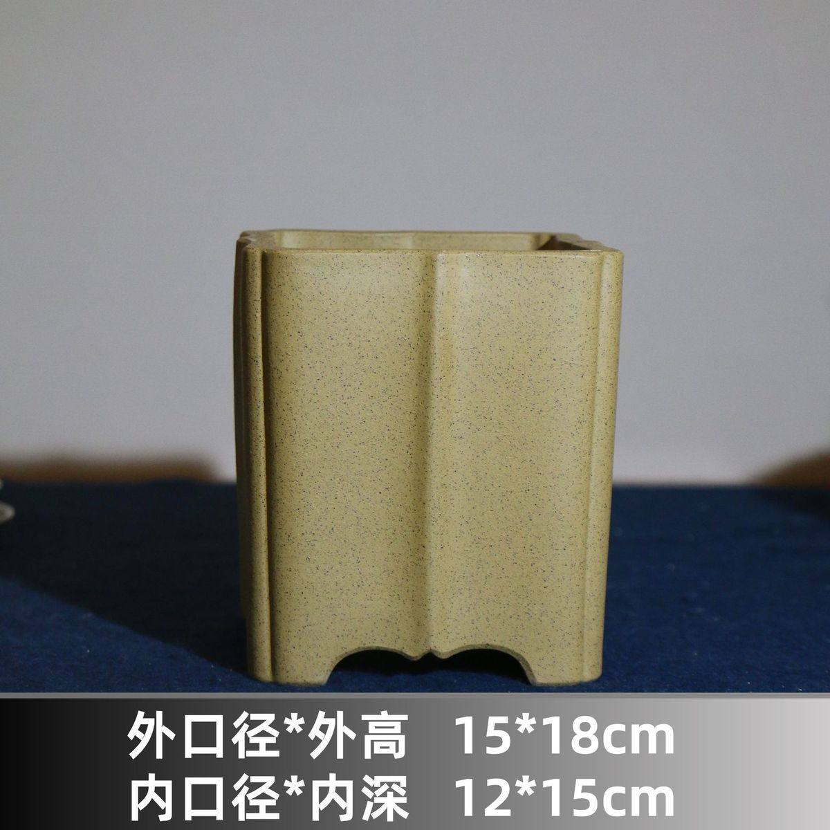 紫砂花盆微型手工盆盆盆芝麻段兰花盆签筒六方形兰盆苏玲名家盆景