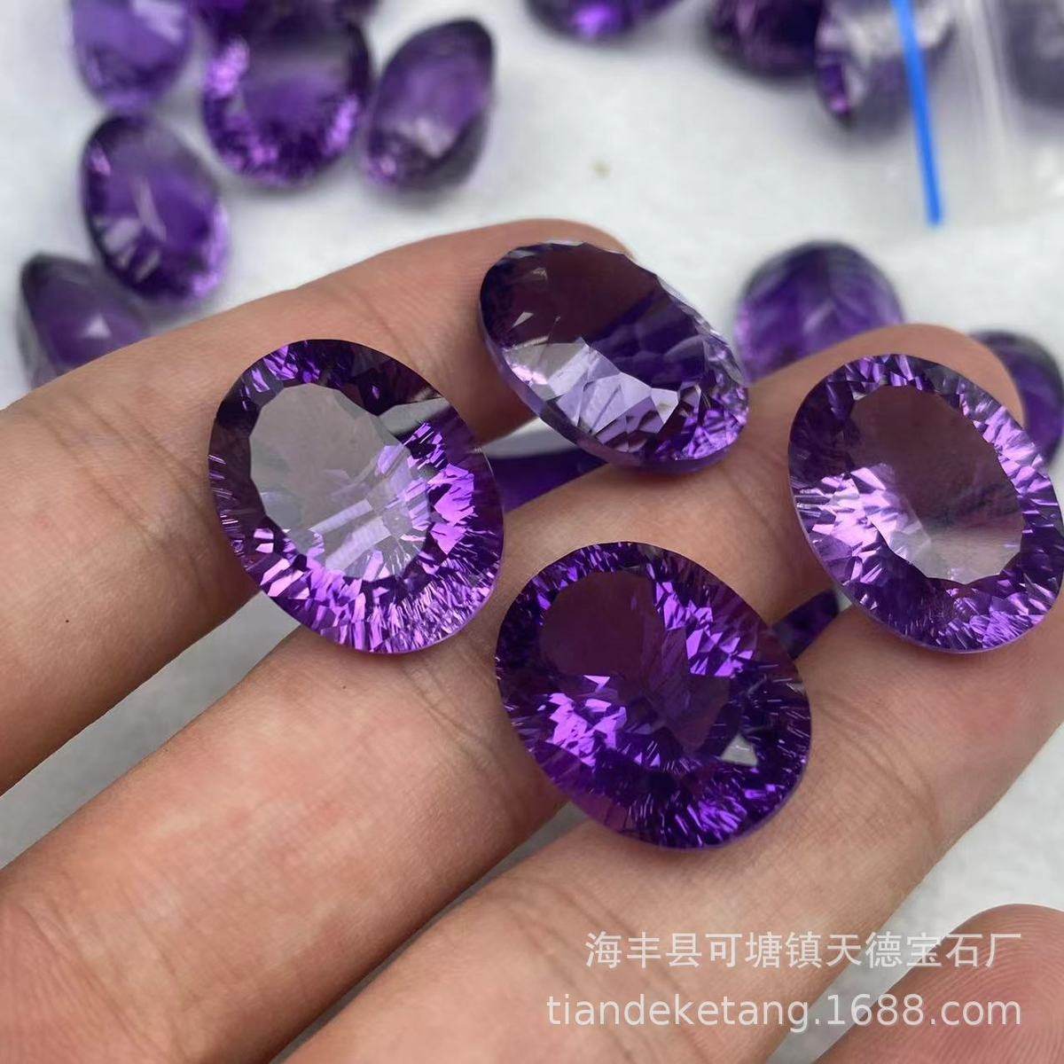 天然紫水晶椭圆裸石裸石切工准码15*20mm大千禧diy设计镶嵌玻璃体