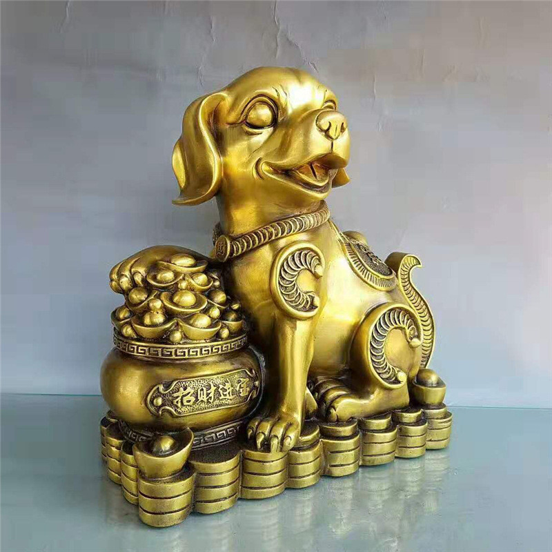 批发黄铜聚宝盆狗办公桌店铺摆件家居工艺装饰品礼品