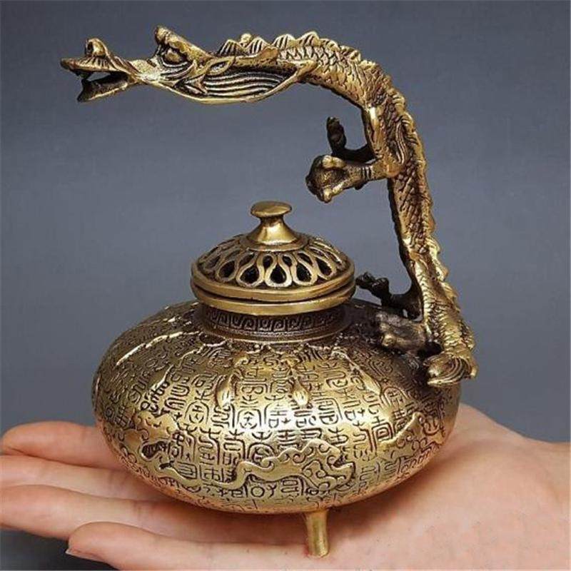黄铜熏香炉仿古工艺檀龙头香炉盘香香道佛具带盖摆件,家居饰品,装饰摆件,淘宝优惠券,粉丝福利购,淘宝优惠卷