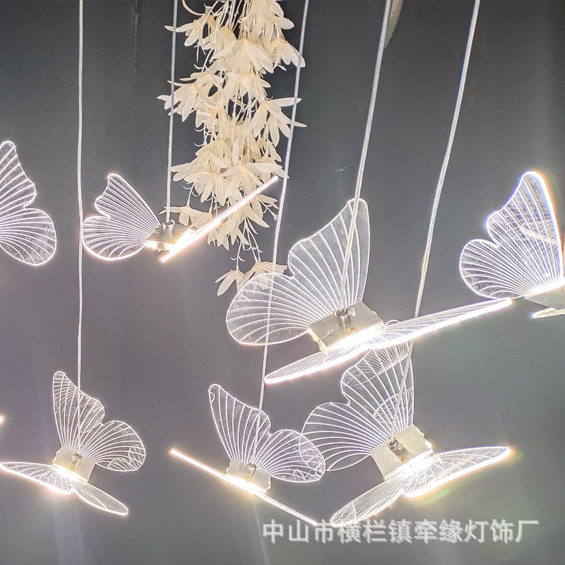 新款发光道具亚克力婚庆蝴蝶蜜蜂吊串婚礼舞台酒店商场布置装饰灯