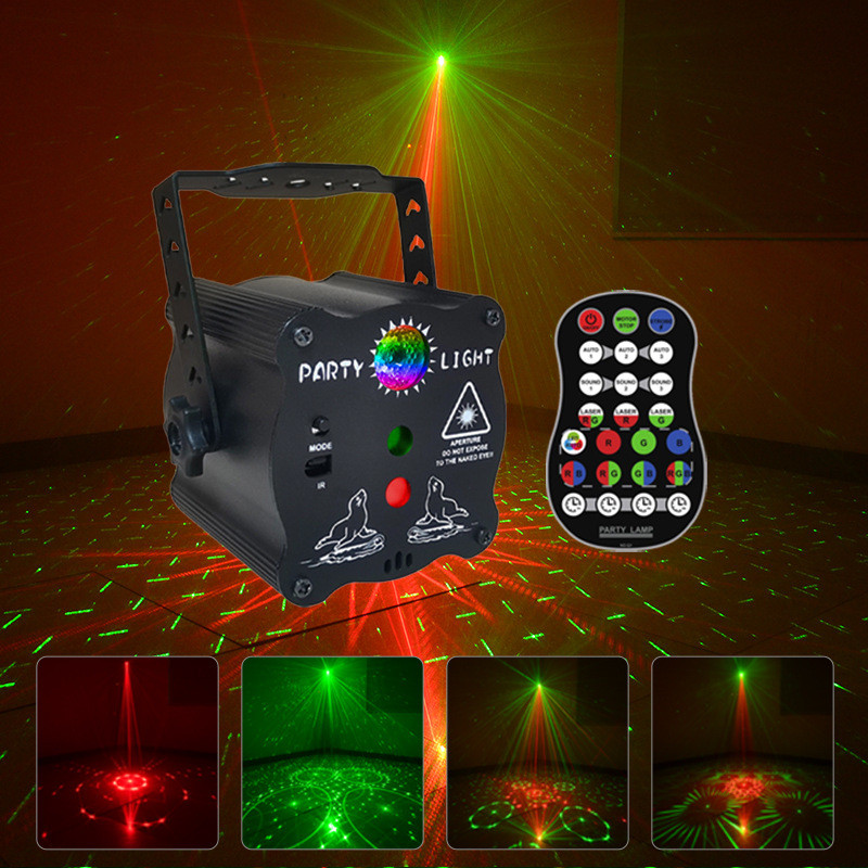 迷你旋转镭射花纹激光灯舞台声控频闪led派对氛围光束闪光灯