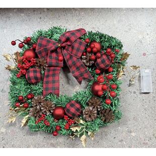 2024新品圣诞节挂件花环门挂节日橱窗场景布置装饰品松果花圈