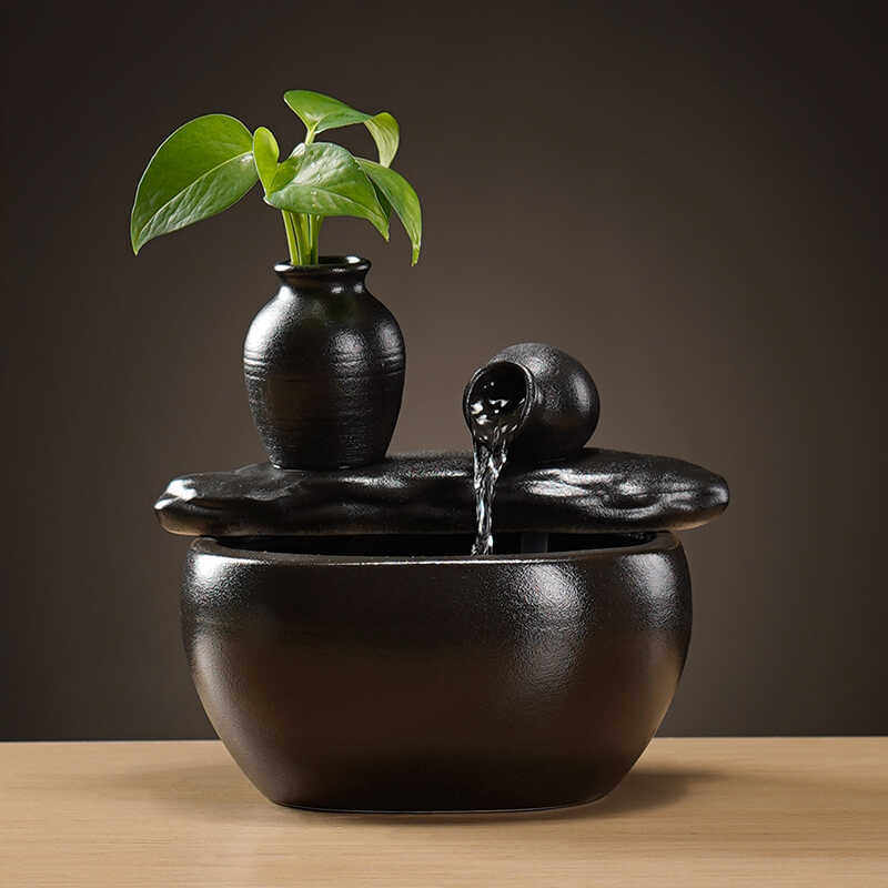 陶瓷流水器摆件中式喷泉装饰水景桌面招财客厅桌面玄关办公室鱼缸,家居饰品,流水摆件,淘宝优惠券,粉丝福利购,淘宝优惠卷