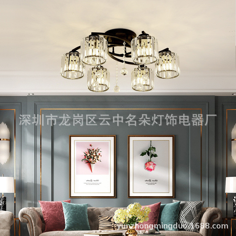 欧式后现代水晶吸顶灯创意时尚新款客厅卧室温馨金色铁艺吸顶灯