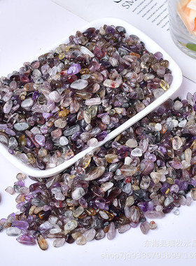 天然极光23水晶碎石七黄发晶超紫消磁石鱼缸石景观装饰摆件