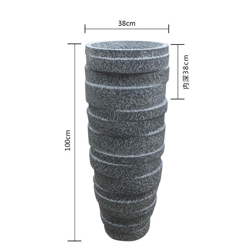 落地大花瓶仿石头纹螺旋形玻璃钢酒店家居公司前台会所前台摆设