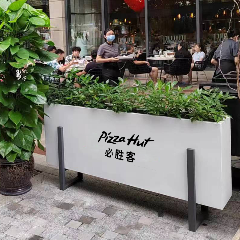户外铁艺花箱商业街广场露台外摆长方形花架阳台不锈钢金属栏花槽