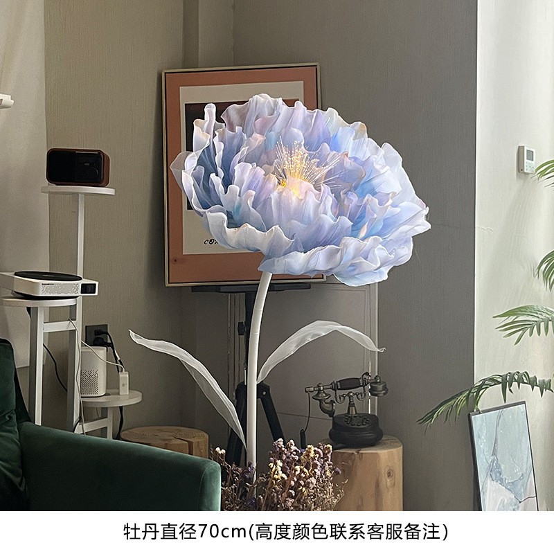 创意家居花灯氛围落地装饰摆件仿真花月光纱电动橱窗美陈婚庆花艺