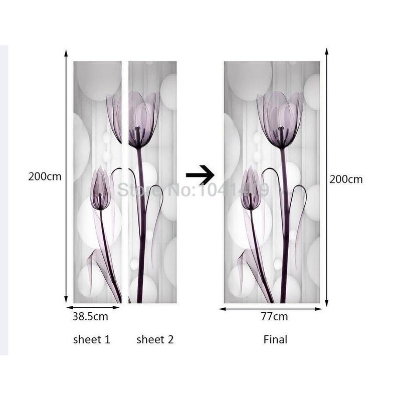 巨创货源pvc贴纸3d个性自粘门贴现代水晶紫色墙面装饰郁金香