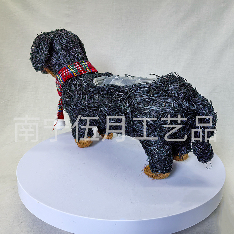 香肠狗摆件花艺花篮藤编手工种植篮田园家居橱窗桌面种植圣诞装饰