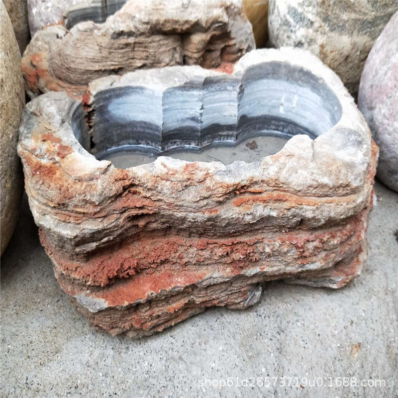 加工鹅卵石多肉植物 石头花盆水培花盆 家具办公室摆件 园林石头