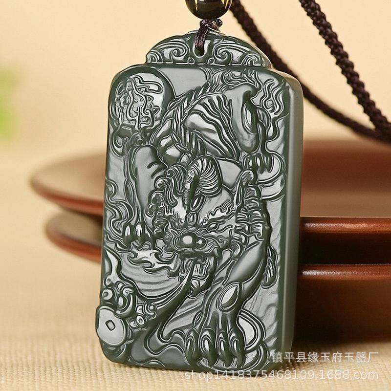 定做神方牌吊坠男士玉佩ba王皮丘和田玉貔貅shou玉坠工艺品