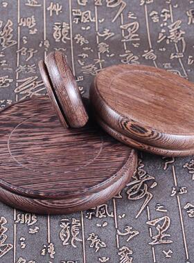 红木圆形底座石头摆件奇石茶壶盆景花瓶花盆香炉佛像木质实木托架