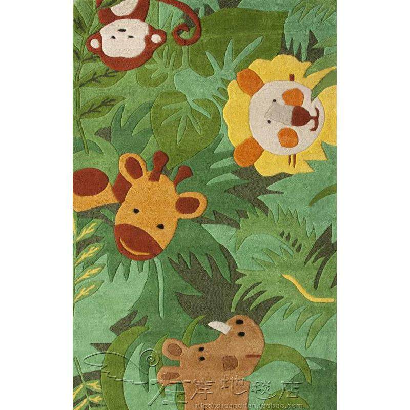 绿色森林动物卡通儿童幼儿园地毯客厅卧室床边书房手工腈纶地毯,居家布艺,地毯,淘宝优惠券,粉丝福利购,淘宝优惠卷