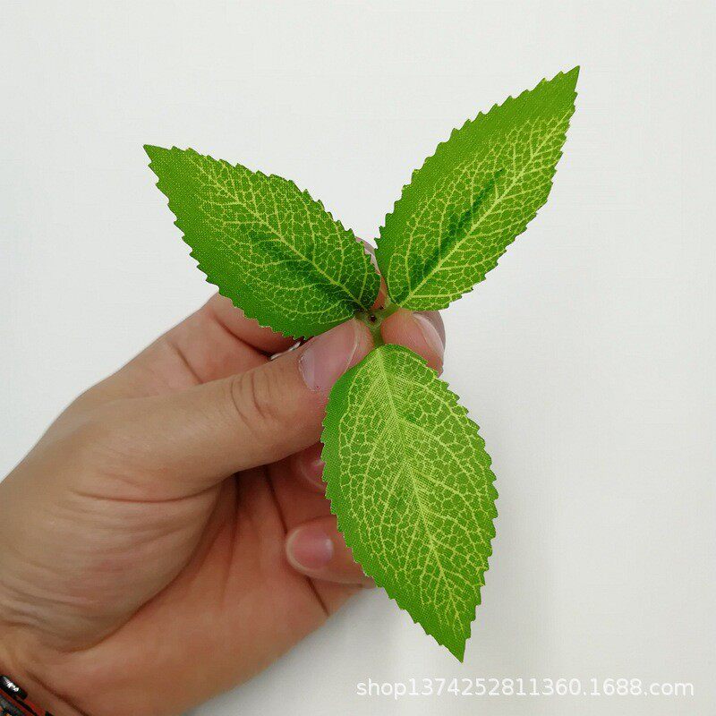 仿真植物仿真树叶三片小玫瑰叶射骨布叶人造丝仿真花花配件叶