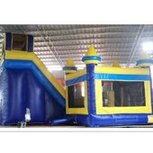 蓝色跳床蹦蹦床充气组合型儿童小型游乐园滑梯游戏小房子帐篷