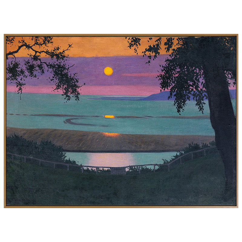 日出日落装饰画客厅小众北欧风景挂画艺术紫色落日黄昏壁画晶瓷画