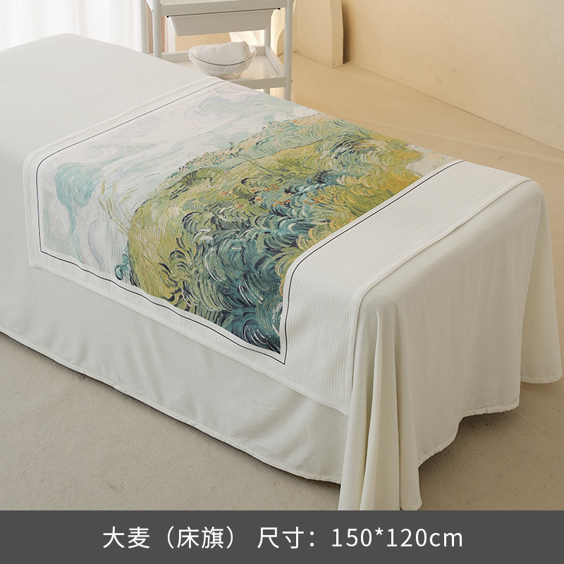 美容院高档针织提花床旗民宿现代简约轻奢床饰品美容床大尺寸盖毯