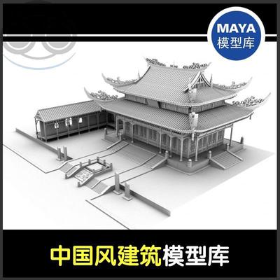 maya中国风古建筑场景模型库玛雅传统古代宫殿素材资源带贴图材质