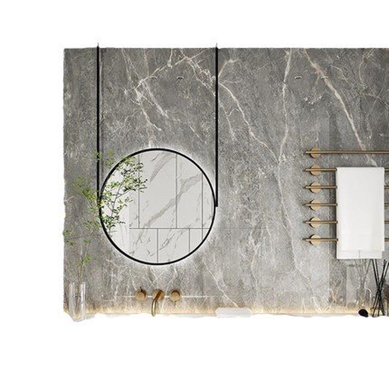 佛山工厂民宿壁挂智能浴室镜子吊镜悬空圆形酒店带边框镜子