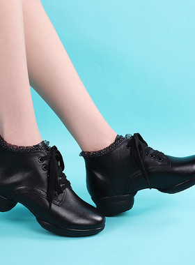 8308康华舞蹈鞋真皮新款打孔广场舞鞋夏季中跟水兵女士跳舞鞋