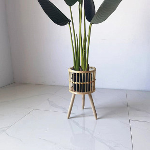 柳编花架竹子落地花盆收编花篮提篮草编花盆北欧花架藤编花篮筐