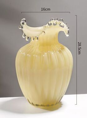 奶油乔迁芬顿中古花瓶玻璃网红风创意花瓶摆件客厅家居插花摆件