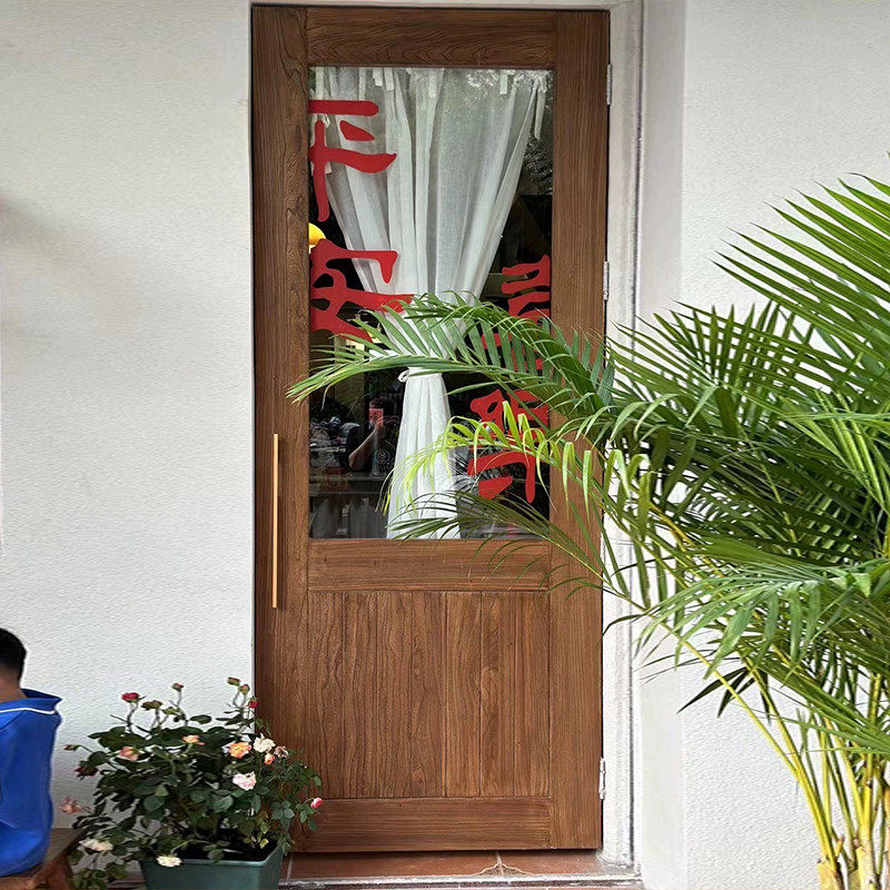 网红门窗定制实木折叠门窗上翻窗复古木门店铺大门榆木门吧台窗