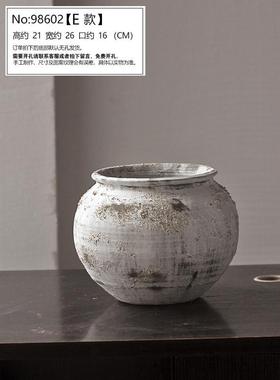 景德镇侘寂风插花粗陶陶罐手工禅意摆件民宿酒店复古怀旧陶瓷花瓶
