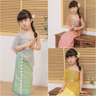 泼水节傣族裙套装六一儿童民演出族服西双版纳旅游写真小红书爆款