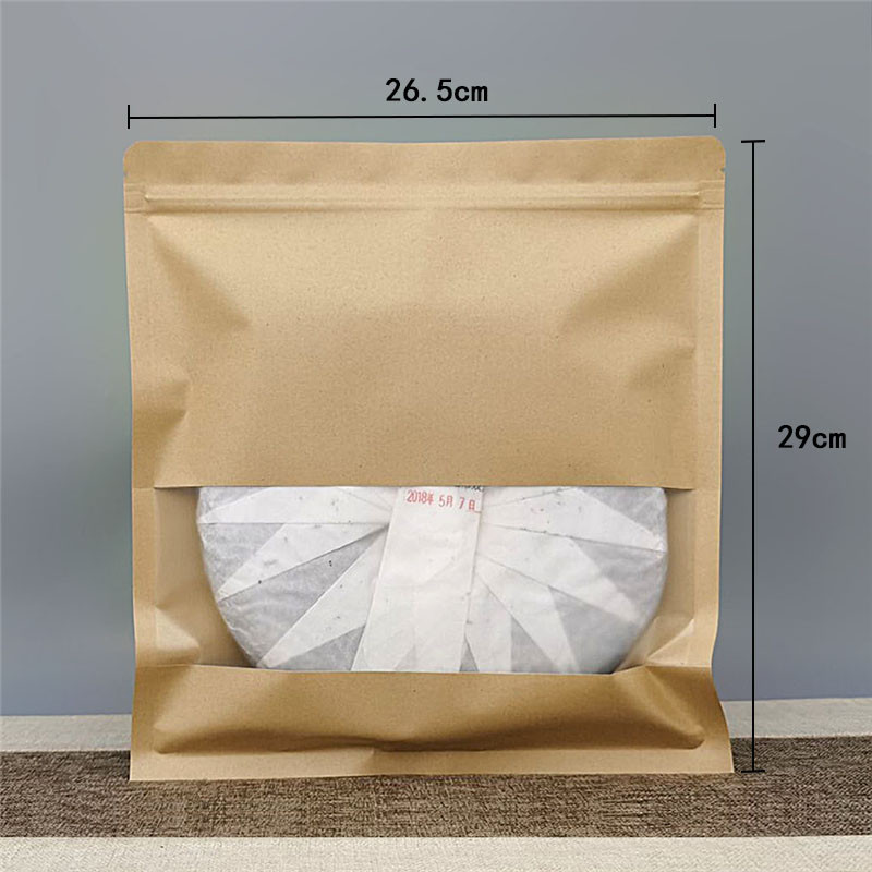 爆款！普洱茶包装袋白开窗防潮密封袋200g357g500g茶饼收纳袋牛皮