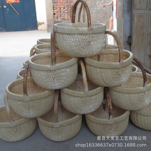 手提式柳编笆斗收纳篮编织柳编筐小风提篮垸子礼品篮子草编收纳筐