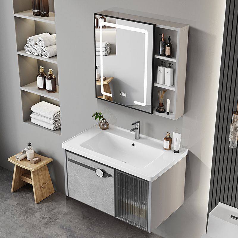 玻璃门现代岩板太空智能镜柜陶瓷一体洗漱洗手盆卫生间浴室柜组合,家装主材,浴室镜柜,淘宝优惠券,粉丝福利购,淘宝优惠卷