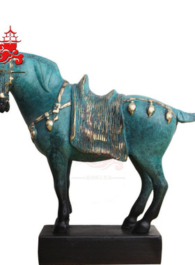 全铜唐彩会所摆件家居别墅酒吧战马样板间仿青铜铜器金属摆件