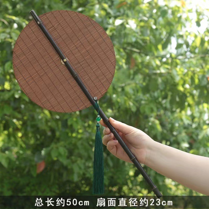 邱峰竹编邱师傅竹木SZ001手工编织竹编紫竹手柄腰扇卷收折叠扇子