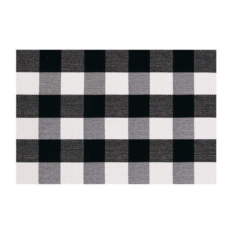 棉麻格子黑白格子地垫门垫厨房浴室户外地毯洗衣编织门廊