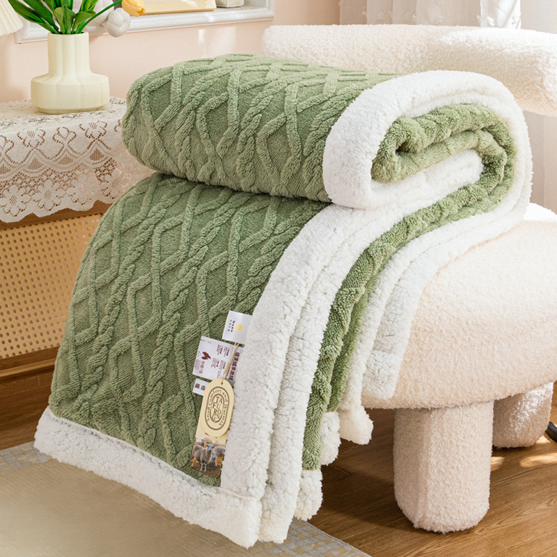 新品塔芙绒提花毛毯双层加厚羊羔绒毯子办公室午睡法兰绒小盖毯