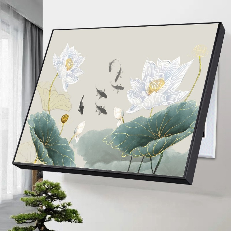 电表箱装饰画免打孔配电箱富贵牡丹画遮挡新中式总开关电源电闸盒图片