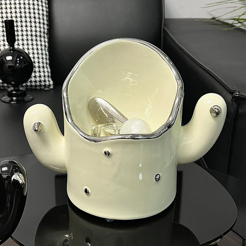 轻奢仙人掌置物架客厅放玄关桌面摆件钥匙洗漱台收纳架陶瓷高级感