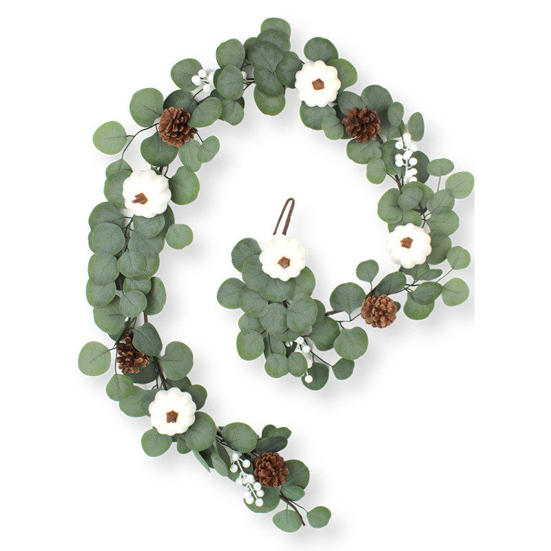 款叶白南瓜松果花条爆桉树丰收节装饰仿真尤加利叶藤条,鲜花速递/花卉仿真/绿植园艺,仿真绿植,淘宝优惠券,粉丝福利购,淘宝优惠卷