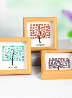 方块树形原石水晶相框摆台乔迁新树木居画框家居喜庆摆件礼物