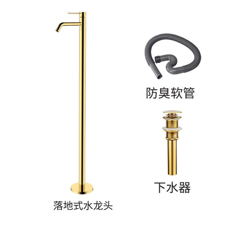 酒店民宿卫生间设计师轻奢艺术落地洗漱盆立柱盆一体落地式洗手池