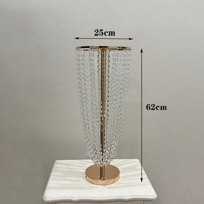珠帘婚庆道具亚克力新款花架路引婚礼堂舞台装饰摆件铁艺圆环花器
