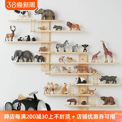 木工小舅 儿童房动物模型摆放展示架 墙上卢斯蒂格玩具收纳架装饰