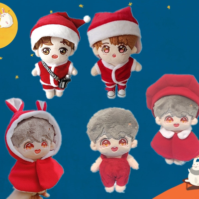 15/20cm娃衣圣诞帽新年套装20厘米明星娃娃帽子上衣红色过年服