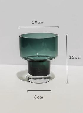 现代简约墨绿色玻璃花瓶插花摆件桌面样板房餐厅家居插花装饰摆件