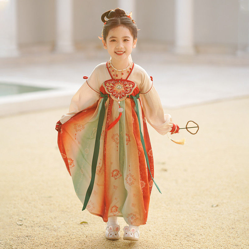 儿童古装中国风春秋款亲子襦裙表演服
