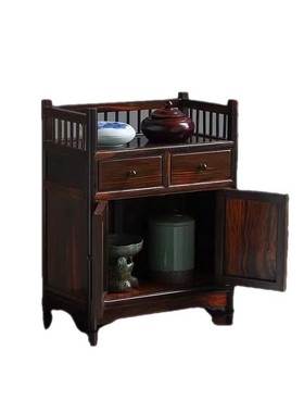 大红酸枝全独板茶水柜榫卯结构收纳柜古典边柜明清香道柜